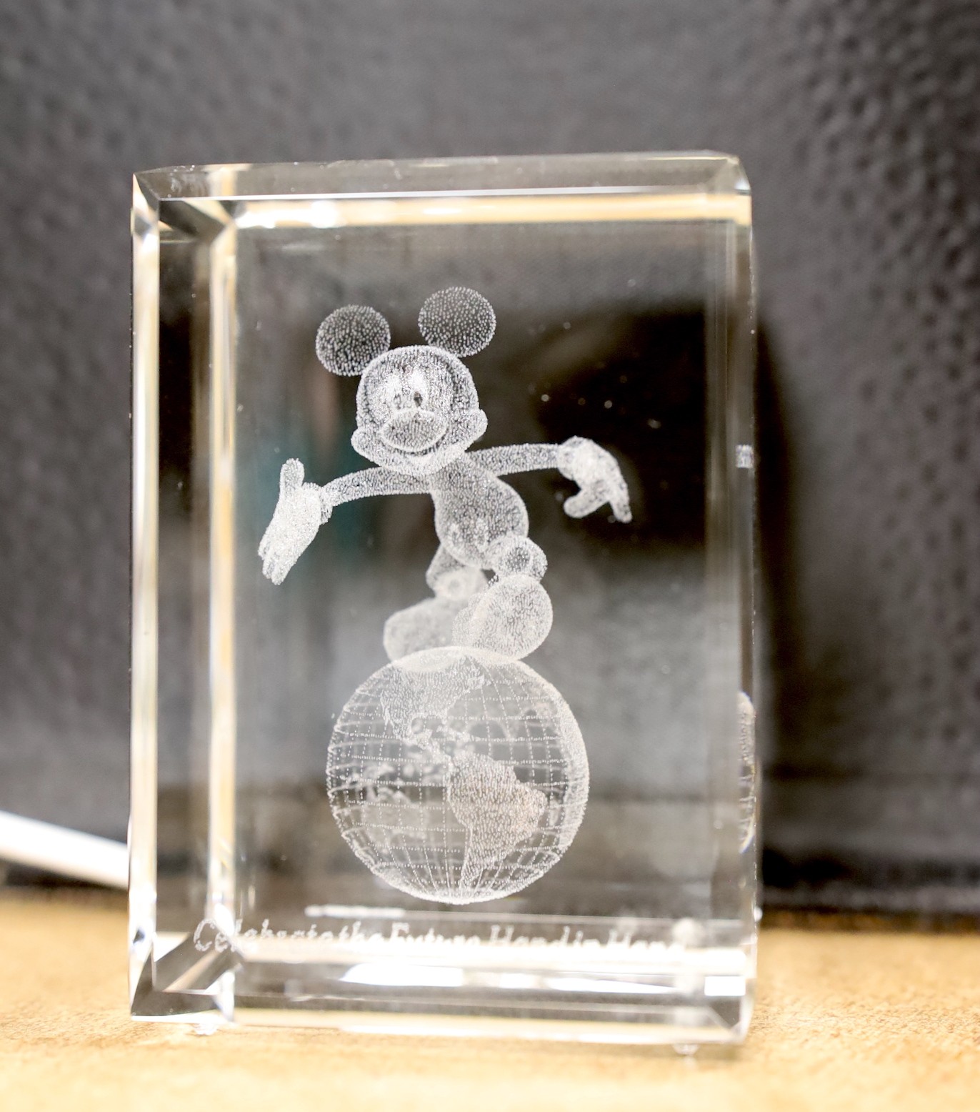 Walt Disney World limited edition crystal cube, 2000 and a Disney 2000 crystal timepiece, both boxed